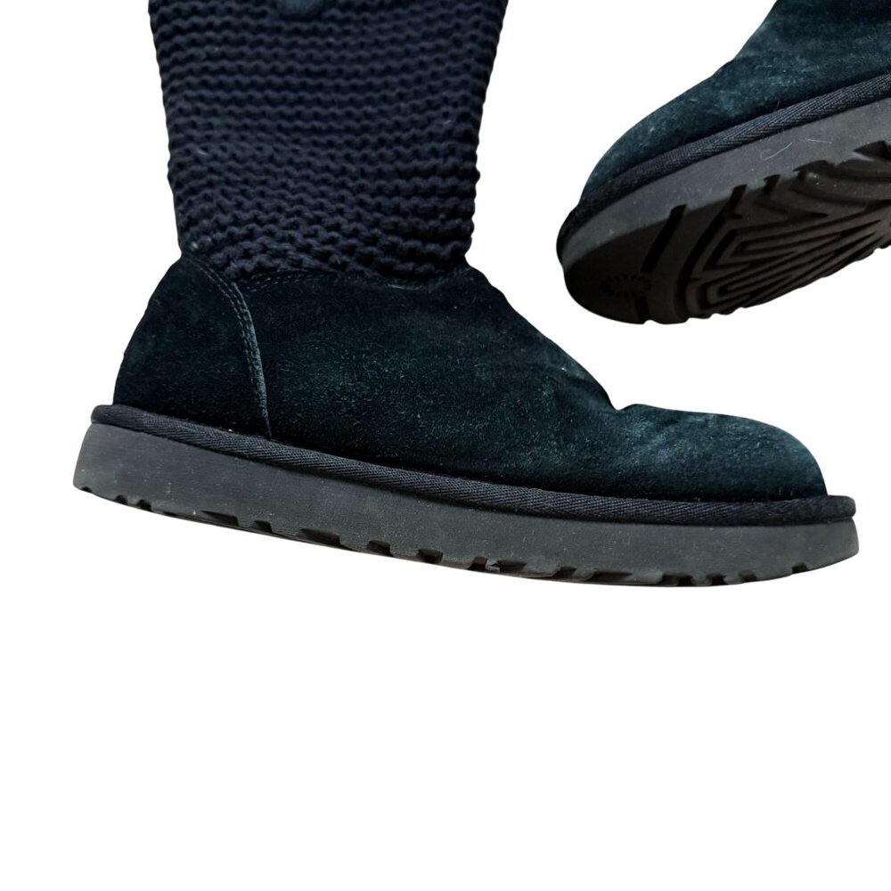 Ugg Australia Shaina Knit/Suede Sock Ankle Boots Women's Size 6 Black Winter - Picture 3 of 6